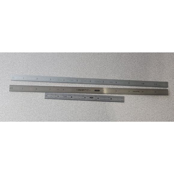 General (2) Stainless Steel Scales 12"  6" and (1) UnMarked 12" Total (3) Scales - Picture 1 of 6